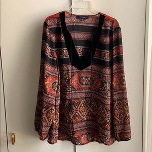 Anthropologie Tunic with Velvet Detailing